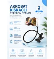 Mandallı Akrobat Telefon Tutucu Masa ve Araç Uyumlu Tasarım