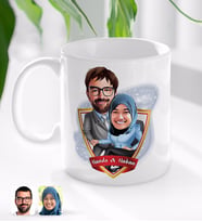 BK Gift Kişiye Özel İsimli Sevgililer Karikatürlü Beyaz Kupa Bardak-59