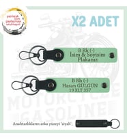Efsane Motorculara Özel, İsim Plaka ve  B Rh (-) Yazılı Anlamlı Hediye x2' li Anahtarlık, Yeşil-Syh (Çok Renkli)