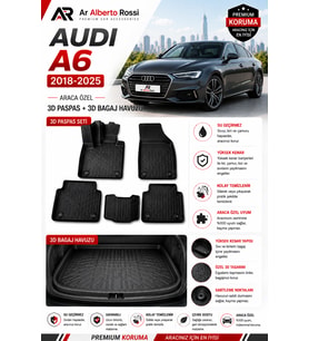 AUDİ A6 2018-2025 Araca Özel 3D Paspas + 3D Bagaj Havuzu