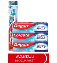 Colgate Diş Macunu Gelişmiş Beyazlık 3 x 75 ml, Üçlü Etki Orta Diş Fırçası