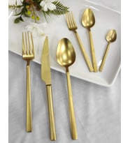Stayle 72 Parça Mat Gold Titanyum Çatal Kaşık Bıçak Seti (Mat Altın)
