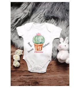 Kaktüs Beni Seven Dikenime Katlanır Baskılı Zıbın& Body