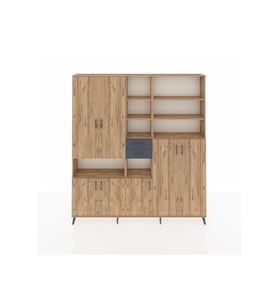 Arges Dolap 17 Raflı 2 Çekmeceli 7 Kapaklı 220x30x243 Çam-Çam/Antrasit