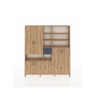Arges Dolap 17 Raflı 2 Çekmeceli 7 Kapaklı 220x30x243 Çam-Çam/Antrasit