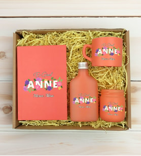 BK Gift Kişiye Özel İsimli DTF Anne Temalı Somon Defter & Kahve Fincanı & Kolonya & Mum Hediye Seti-3, Anneye Hediye, Anneler Günü Hediyesi