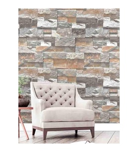 Dreamwall Taş Duvar Desenli Silinebilir Sağlıklı Tekstil Duvar Kağıdı (Çok Renkli)