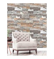 Dreamwall Taş Duvar Desenli Silinebilir Sağlıklı Tekstil Duvar Kağıdı (Çok Renkli)