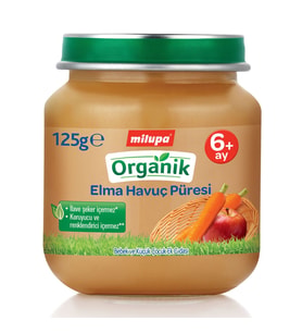 Milupa Organik Elma Havuç Püresi Kavanoz 125 g 6+ Ay