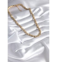 316L Çelik Gold Renk Lazer Kesim Arpa Zincir Model Kadın Kolye 5886 - SSSSSS3740-6075