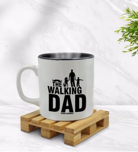 BK Gift Kişiye Özel Walking Dad Tasarımlı İçi Siyah Renkli Kupa Bardak Model 2