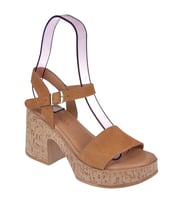 Pullman Hakiki Deri Platform Taban Kadın Sandalet PLM-26158 TABA SÜET
