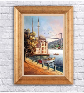 Altın Varaklı  Çerçeveli Paspartulu Tablo ndd1650 (Gold)