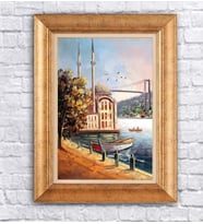 Altın Varaklı  Çerçeveli Paspartulu Tablo ndd1650 (Gold)