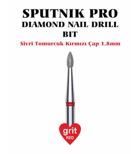 Elmas Sivri Tomurcuk Freze Kırmızı Çap 1,8mm
