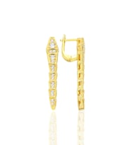 Gümüş altın yaldızlı zirkon taşlı özel tasarım hareketli yılan küpe SGTL12537GOLD