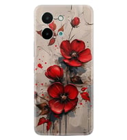 Vivo Y28 Kılıf Boutique Baskılı Resimli Kırmızı Çiçek Pcode -098