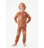 %100 Pamuk ve Görsel Baskılı Erkek Çocuk Pijama Takımı 3-8 Yaş 12746IS MODANINO