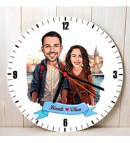 Sevgiliye Hediye Kişiye Özel Güzel İstanbul ve Aşkımız Karikatürlü Duvar Saati