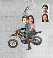 Kişiye Özel Motorcu Sevgili Ahşap Anahtarlık-1