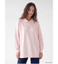 LCW Modest Pembe Polo Yaka Oversize Kadın Sweatshirt Tunik