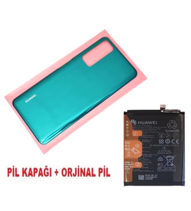 Tkgz Huawei Uyumlu P Smart 2021 Arka Pil Batarya Kapağı + PİL YEŞİL