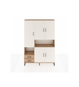 Arges Dolap 10 Raflı 2 Çekmeceli 5 Kapaklı 132x30x195 Çam-Aytaşı/Çam