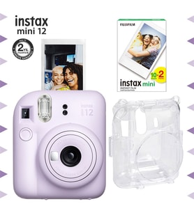 Instax mini 12 Lila Fotoğraf Makinesi-20'li Film ve Şeffaf Kılıf Seti