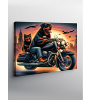 Kanvas Tablo Motorcu Köpekler Ve Kartallar