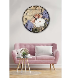 Retro Tasarımlı Duvar Saati 35x35 Cm (Baskılı)