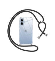 Teknomoda Apple iPhone 17 Kılıf Boyun Omuz Askılı iPli Anti Şok Korumalı Şeffaf Silikon Siyah iPli