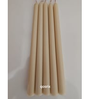 qosrix 5'li Krem Şamdan Soya Mumu 1. Kalite Soya Doğal Pudra Kokulu Uzun Çubuk Konik Mum Dekoratif