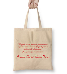 Anneler Günü Annelere Hediye 057 Bez Çanta Uzun Saplı