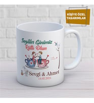 Kişiye Özel İsim Yazılabilir Sevgi Temalı Kupa Bardak