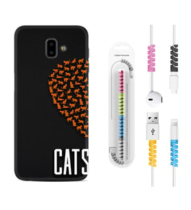 Samsung J6 Plus J7 Prime J7 Pro M20 Kılıf Kablo Koruma Spiral Silikon Cats 1792