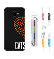 Samsung J6 Plus J7 Prime J7 Pro M20 Kılıf Kablo Koruma Spiral Silikon Cats 1792