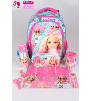 DEKOMUS İLE LİSANSLI "PEMBE MAVİ PRENSES KOLEKSİYONU" BARBIE 3 BÖLMELİ OKUL ÇANTASI VE KIRTASİYE SETİ (Pamuk Şeker)