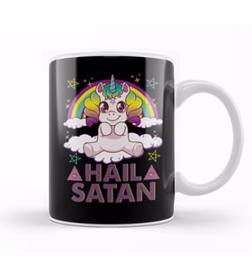 Hail Satan Unicorn Cute Rainbow Heavy Metal Pun Kupa Bardak Porselen