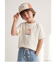 LCW Kids Bej Erkek Çocuk Bisiklet Yaka Tişört