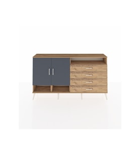 Arges Konsol 5 Raflı 4 Çekmeceli 2 Kapaklı 176x30x99 Çam-Antrasit/Çam