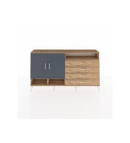 Arges Konsol 5 Raflı 4 Çekmeceli 2 Kapaklı 176x30x99 Çam-Antrasit/Çam