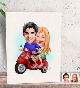 BK Gift Kişiye Özel Sevgililer Karikatürlü Dekoratif Mini Kanvas Tablo 15x20cm-10