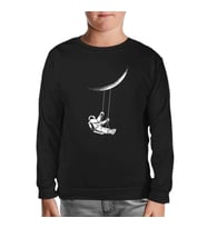 Astronot Salıncak Siyah Çocuk Sweatshirt