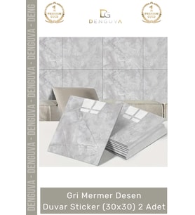 #Sticker Mutfak Banyo Tezgah Duvar Sticker Isıya Dayanıklı Yapışkanlı Gri Mermer Desen 30x30cm - 2 A