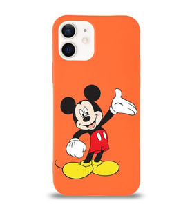 Apple iPhone 12 Uyumlu Lansman Kılıf Mickey Mouse Tasarımlı Altı Kapalı İçi Kadife Kaplı  Kapak (Şeffaf)