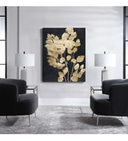 Gold Flower - Yağlı Boya Dokulu Tablo