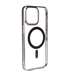 iPhone 15 Pro Max Kılıf Wireless Şarj Özellikli Sert PC Mat Riksos Magsafe Kılıf (Gri)