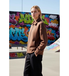 Kadın Polo Yaka Fermuarlı Oversize Sweatshirt Uzun Kol Fonksiyonel Dayanıklı Kaliteli Spor