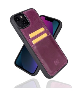 Bouletta Apple iPhone 14 Plus Uyumlu Deri Kartlıklı Arka Kapak CZ7 Mor