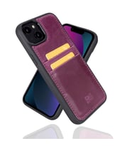 Bouletta Apple iPhone 14 Plus Uyumlu Deri Kartlıklı Arka Kapak CZ7 Mor